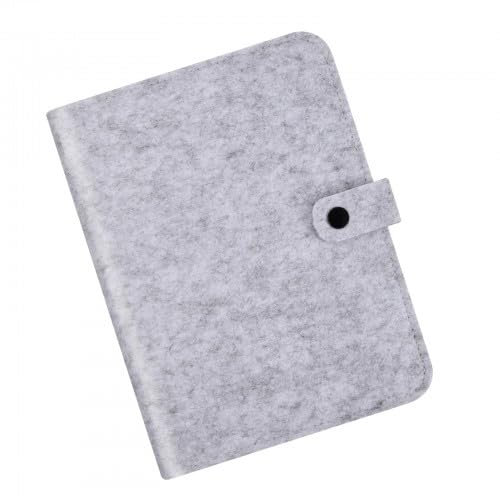 Ehuihuan Filz Notizbuch, Loses Blatt Notizbuch mit 100-Blatt Papier, Tragbares Hauptbuch, Tragbares Tagebuch (Hellgrau)