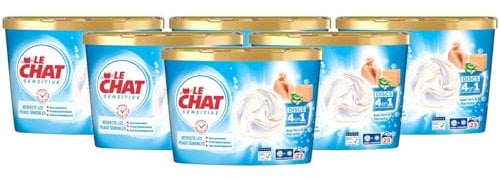 LE CHAT Sensitive - Discs 4en1 Savon de Marseille & Aloe Vera - Lot de 6 boîtes de 23 capsules (138 capsules)