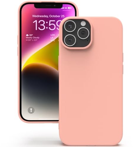YATWIN Coque pour iPhone 13 Pro, Coque TPU Aspect Silicone Liquide avec Doublure, Protection Caméra et Écran 1mm, Fine et Légère, Anti-Rayures, Rose