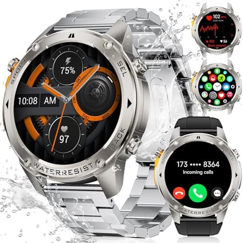 LIGE DM2 smartwatch uomo con GPS/bussola/barometro/altimetro, display Amoled 170+ modalità sportive, 5 ATM, batteria 45+ giorni, smartwatch argento per Android iOS