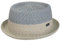 Lipodo Ennario Pork Pie Strohhut - Hut - Klassischer Schnitt - Sommerhut mit Flechttechnik - Made in Italy - Herren - Frühjahr/Sommer blau-grau L (58-59 cm)