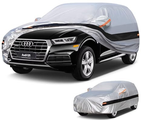 Holthly Autoabdeckung SUV Passend für Audi Q5(2008-2025) 10 Schichten Vollgarage Auto Abdeckplane 100% Wasserdicht Autoplane Outdoor Autogarage Wasser und Staubschutz,Wind,Regen und UV Schutz.