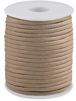 cyclingcolors 1x Cordon Cordelette Tressée 4 mm 25 m polypropylène Bracelet Pendentif Bijoux Collier Laisse Lacet Ceinture décoration Couture, Beige Chameau