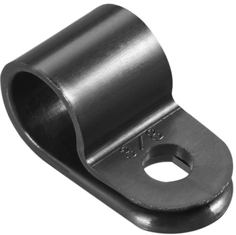 TA-VIGOR 50Pcs Nylon R-Type Cable Clamp Clips, 9.5mm Plastic Cable Clamp Assortment Kit Fastener, Plastic Wire Clamp Clips for Electrical Cable Wire Conduit Cable Management, Black CC-2