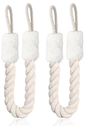 Door Stop Stopper, Decorative Door Handle Stopper White Anti-Crash Doors Handles Rope Stoppers for Bedroom Doors 2 Pieces