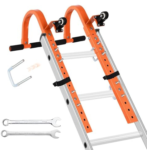 Dachleiter-Haken, robuster Stahlleiterstabilisator, Zubehör für Reparaturen zu Hause, Dachhaken-Set, multifunktional, mit Rad zur Vermeidung von Schäden