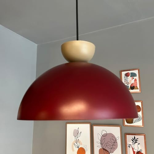 bamyum Yimpi Küchenlampe Hängend Vintage Ø30 cm, Lampenschirm Hängelampe Esstisch Wohnzimmer, Burgundisch, Küche, Pendelleuchte