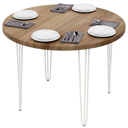 LAMO Manufaktur Esstisch rund 100 cm | Wohnzimmertisch Holz, Bistrotisch | Runder Tisch für Küche, Restaurant | Stärke: 40mm, Farbe: Nussbaum, Beine: Elfenbein