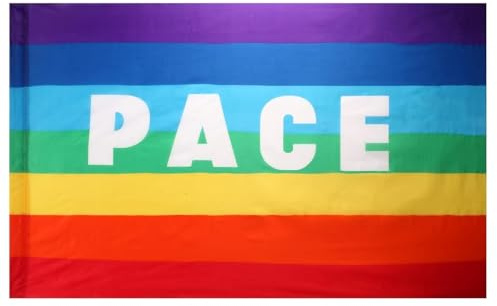 Esshogo Bandiera Pace Arcobaleno, Bandiera Pace 90x145cm, Bandiere Pace, Rainbow Flag per Interno, Esterno, Giardino