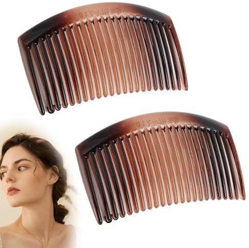 Lot de 2 French comb,Peignes à Cheveux de Haute Qualité en Couleur Marron Havane, Taille 8.5 x 5 cm, Dents Droites, Idéal pour Tous Types de Cheveux, Design Élégant et Fonctionnel (Modèle 519H)