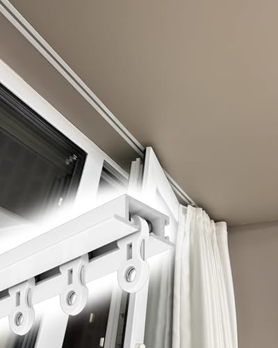 ENHEN Vorhangschiene Unsichtbare Vorhangschiene Zur Deckenmontage – 1cm Tiefe, 24 Inch 30 Inch 40 Inch 120cm Länge Einbau-Vorhangschiene Aus Aluminium für Hochbetten/Fenster(White,230cm/90.6in/7.5ft)