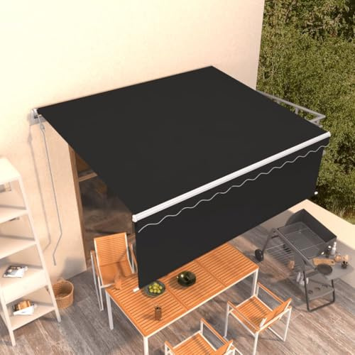 Festnight Elektrische Markise 4,5x3 m Gelenkarmmarkise 300 Breit Automatisch Sonnenmarkise Terrasse Gelenkmarkise mit Handkurbel Volant Kassettenmarkise Elektrisch Terassenmarkise Außen
