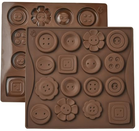 Airssory 2 Stück DIY flache runde Knopf-Silikonformen gemischte Blume quadratische Knöpfe Harz Gießformen für DIY Nähen Epoxidharz Wachs Gips Handwerk Herstellung Tuch Dekor