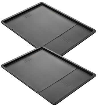 Zenker 9339650 - Set di 2 teglie da forno estensibili, teglia da forno, teglia da forno, teglia da forno, acciaio, nero, 37-52 x 33 x 1,5 cm