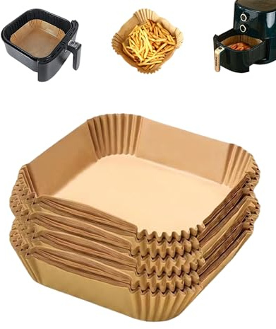 Fonyiunce 100 Pièces Papier Cuisson Air Fryer Accessoires (3L-6L), Food-Grade BPA Gratuit pour Cosori Turbo Tower Pro & Smart Jetable Antiadhésive Sans Huile Papier Sulfurisé