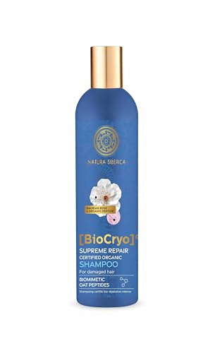 Natura Siberica BioCryo Supreme Repair Shampoo – Reparatur Shampoo für trockenes & strapaziertes Haar – stärkt die Haarstruktur, spendet Feuchtigkeit & Glanz – Haarpflege mit Pflanzenextrakten – 400ml