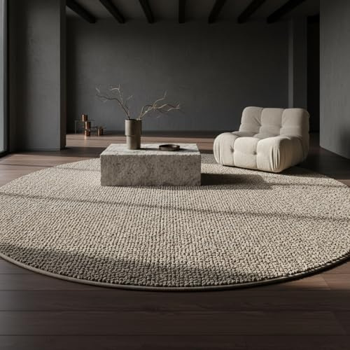 KADIMA DESIGN Teppich Modern Unifarben Elegant Pflegeleicht Waschbar Strapazierfähig Langlebig Rund Braun 200x200 cm Schlafzimmer Saugroboter Oeko-TEX Schadstoffgeprüft Gekettelt geeignet | CIMA