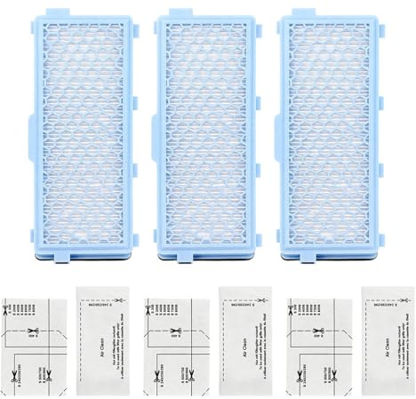 3 Filtres Aspirateur pour Miele Compact C1 & C2, Complete C2 & C3 S4000, S5000, S6000 & S8000 Series, Filtre HEPA, 3 Filtres de Protection Moteur et 3 Filtres d'Évacuation