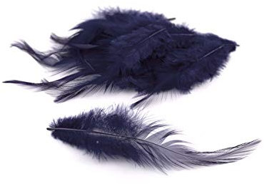 3g Hahnenkreuz Federn ca. 8-13cm (dunkelblau/navy 370) // Dekofedern Bastelfedern Federn Hahn Natur Schmuckfedern Vogelfedern Hahnenfedern