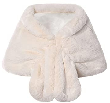 BABEYOND Womens Faux Fur Collar Shawl Faux Fur Scarf Wrap Evening Cape for Winter Coat
