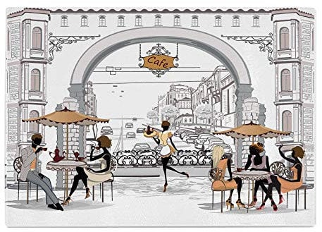 Café France Paris Orange Kitchen Worktop Protector Saver Glass Chopping Board