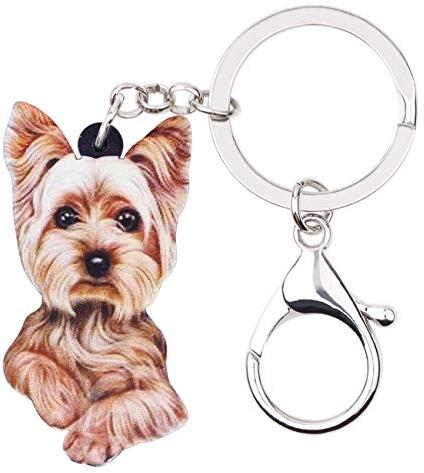 WEVENI Acryl Yorkshire Terrier Hund Schlüsselanhänger Yorkie Schlüsselring Frauen Mädchen Handtasche Auto Zubehör (Mehrfarbig)