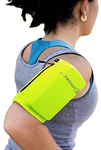 E Tronic Edge Support de téléphone pour la course à pied, brassard de téléphone portable avec logo réfléchissant, brassard de téléphone compatible avec iPhone et Android, utilisation pour la course,