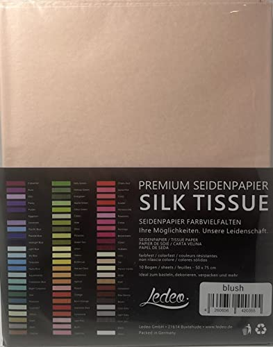 Premium Seidenpapier farbig Silk Tissue - 10 Blatt (50 x 75 cm) - Farbe auswählbar (Blush)