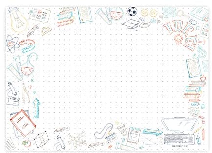 Friendly Fox Back to School Schreibtischunterlage Papier, XXL Notizblock DIN A2 zum Abreißen, Mal- und Schreibunterlage, Schreibtischunterlage Kinder