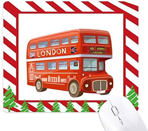 Britain UK London Red Double Decker Bus Mauspad Candy Cane Gummi Pad Weihnachten Matte