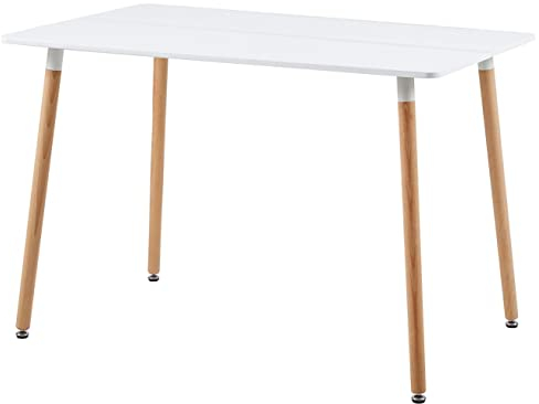 DORAFAIR Rechteckig Esszimmertisch Küchentisch Wohnzimmer Tisch, Skandinavisch Esstisch MDF, Weiß