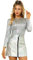 Allegra K Damen Bluse Metallic Langarm Party Rundhals Elegant Glitzer Club Oberteil Top Silber M