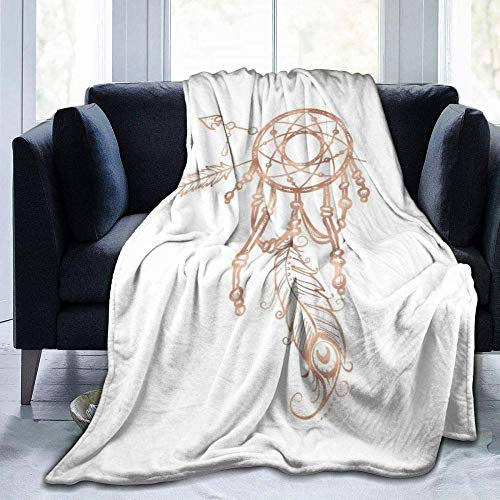 BBHAN Couverture,Rose Gold Rose Dreamcatcher Imprimé Flanelle Légère Super Douce Chaud Couverture Polaire Confortable Fit Canapé Lit Canapé Chaise Enfants/Adultes 50X40