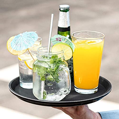 U-Grip 1 Pack, 11 / 28cm Round Black Anti Slip Non Slip Bar Drinks Food Serving Tray - Bar Tray for Parties, Gatherings, Bars, Restaurants, and Home