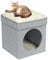 Bonlife Large Cat Beds for Indoor,Felt Pets Tent with Two Move Cushion,Warm Comfortable Semi-Enclosed Foldable Cat Hideaway,Light Grey,45X45X50CM