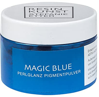 Resin Kunst Perlglanz Pigmentpulver, Magic Blue, 50 g, Mica Pulver, Farbpigmente, Farbe für Kunstharz, Micapulver, Epoxidharzfarbe in blau
