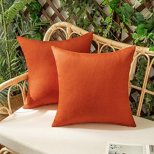 Woaboy 2er Set Outdoor Kissenbezüge Wasserfeste Kissen Wasserdicht Kissenhülle Dekohülle Sofakissen Moderne Couchkissen für Draußer Sofa Balkon Terrasse Garten 45 x 45 cm Orange