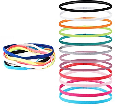 Zeayebsr Mini-Fasce per Capelli, Fascia Donna,Sport Fasce Sottile, Head Band Elastico, Fasce Sport Elastiche Antiscivolo, Fascette per Capelli, Fasce Antisudore per Uomini Uomo (12 colori）