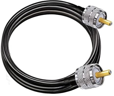 TUOLNK Cable PL259 Cable de radio CB RG58 Puente PL259 6,6 pies (2M) SO239 Cable de extensión UHF macho a macho Cable coaxial negro RF de baja pérdida Cable coaxial PL-259 para radio bidireccional
