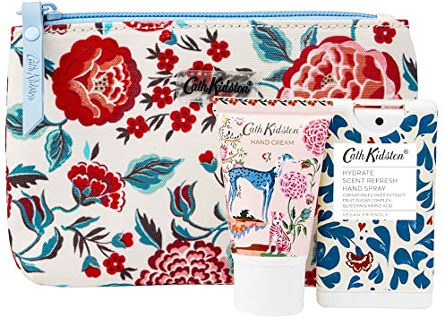 Cath Kidston Artist Kingdom Kosmetiktasche, Beauty-Geschenk-Set, 30 ml Handcreme und 15 ml Handspray, tierversuchsfrei und vegan, reisefreundliche Größen, 3 x 30 ml