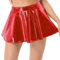 Freebily Damen Lederrock Hohe Taille Minirock PU Leder Skater Rock Schuluniform Rock mit Reißverschluss Party Clubwear Rot D 3XL