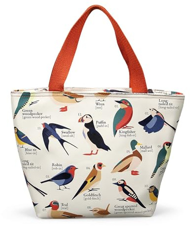 Half Moon Bay | RSPB | British Garden Birds Insulated Lunch Bag | Free as a Bird White Picnic Tote Cooler | Official Licensed Collection | Elegant Wildlife Lover Gift for Father's Day