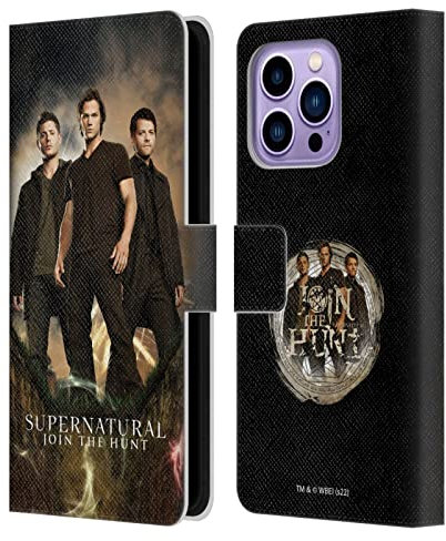 Head Case Designs Offizielle Supernatural Sam, Dean & Castiel 2 Schluessel Kunst Leder-Wallet-Hülle Kompatibel mit Apple iPhone 14 Pro Max