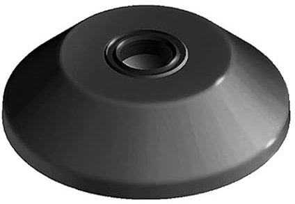 Assiette 60 pour pied articulé, trapézoïdal, zinc moulé sous pression, revêtement par poudre noir avec plaque anti-glisse