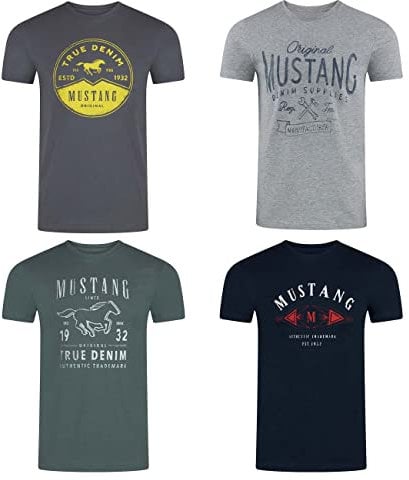 MUSTANG Tshirt Herren Baumwolle Regular Fit 4er Pack Set Rundhals Kurzarm Sommer Tee Shirt Logoprint 3XL, Größe:3XL, Farbe:Pack 15