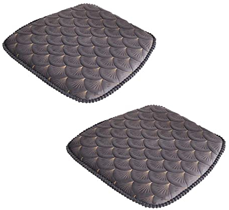 ZIBENE Stuhlkissen Halbrund 45x45 Mit Schleife, Sitzkissen Stuhl 2 StüCk, Sitzpolster Gartenstuhl Stuhlauflagen EsszimmerstüHle mit Rutschfester Unterlage Dicke Sitz Auflage KüChenstuhl Grau