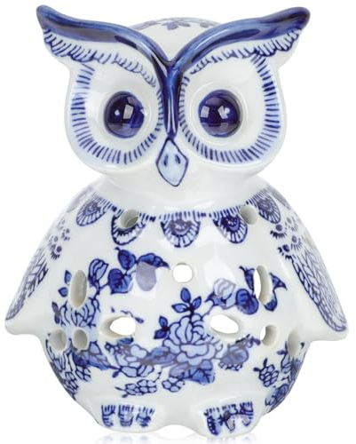 Garneck Eule Porzellan Kerzenhalter Tierfiguren Blau Haushalt Keramik Tiere Sammelfigur Keramik Teelichthalter Keramik Eule Kerzenständer Party Kerzenständer