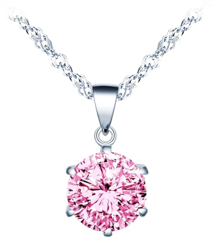MICSAVI Ketten mit Anhänger Solitär Zirkonia 925 Sterling Silber Colliers für Damen Mädchen Halskette Schmuck