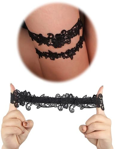 ohmydear Jarretière de Mariage avec dentelle 2 pièces élastique Jarretière de mariée L'accessoire respirant Nuptial Accessoires de Robes de Mariage Cadeau de Mariage Taille Unique