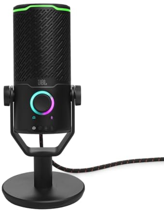 JBL Quantum Stream Studio – USB-Mikrofon mit dreifachem Kondensator und vier Aufnahmemustern für Streaming, Aufnahmen und Gaming – Schwarz